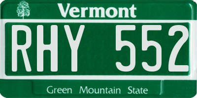 VT license plate RHY552