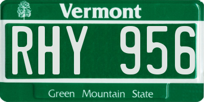 VT license plate RHY956
