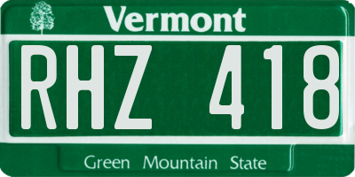 VT license plate RHZ418