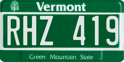 VT license plate RHZ419