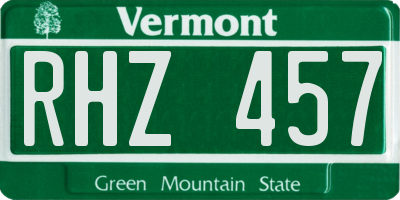 VT license plate RHZ457