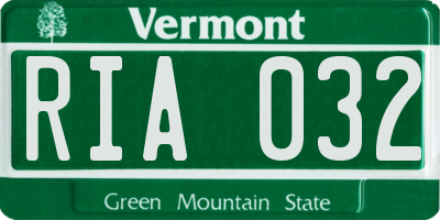 VT license plate RIA032