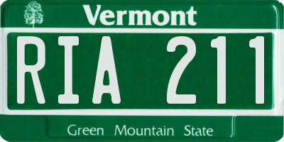 VT license plate RIA211