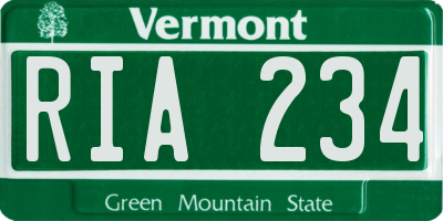 VT license plate RIA234