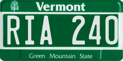 VT license plate RIA240