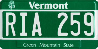 VT license plate RIA259