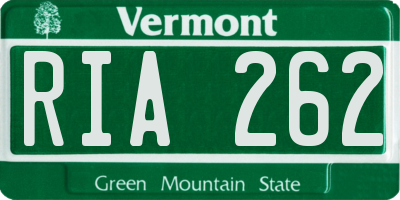 VT license plate RIA262