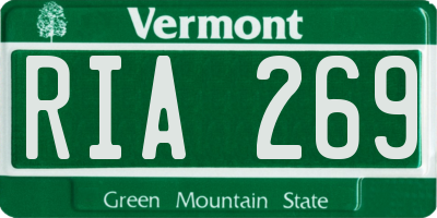 VT license plate RIA269