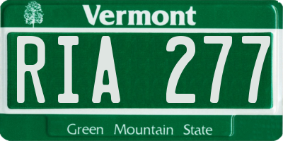 VT license plate RIA277