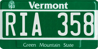 VT license plate RIA358