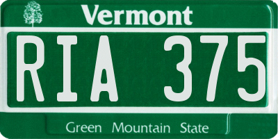 VT license plate RIA375