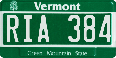 VT license plate RIA384