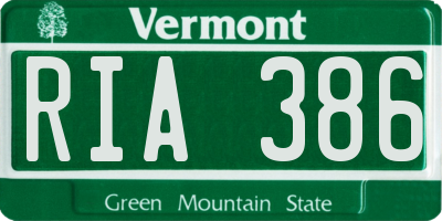 VT license plate RIA386