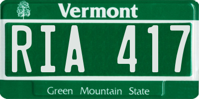 VT license plate RIA417