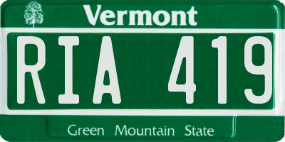 VT license plate RIA419