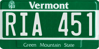 VT license plate RIA451