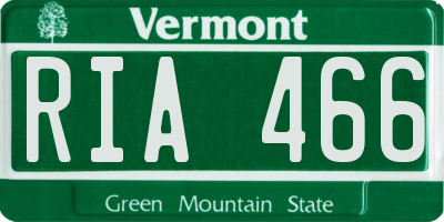VT license plate RIA466