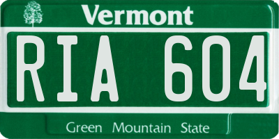 VT license plate RIA604