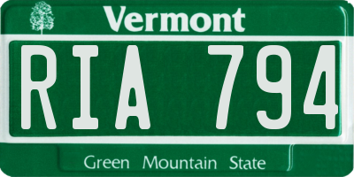 VT license plate RIA794