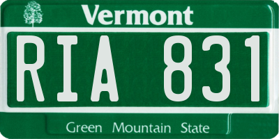 VT license plate RIA831