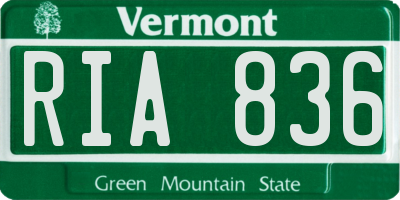 VT license plate RIA836
