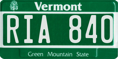 VT license plate RIA840