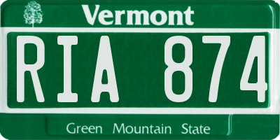 VT license plate RIA874