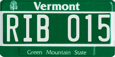 VT license plate RIB015