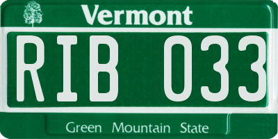VT license plate RIB033