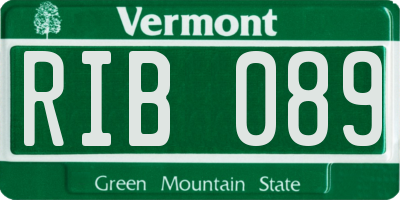 VT license plate RIB089