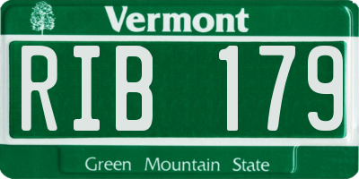 VT license plate RIB179