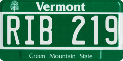 VT license plate RIB219