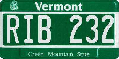 VT license plate RIB232