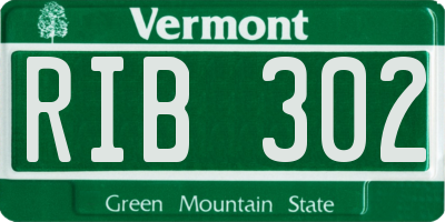 VT license plate RIB302
