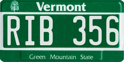 VT license plate RIB356