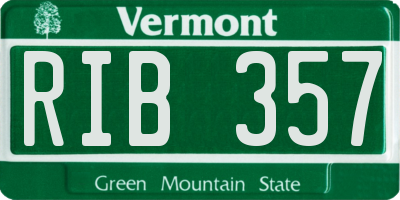 VT license plate RIB357