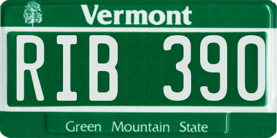 VT license plate RIB390