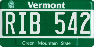VT license plate RIB542