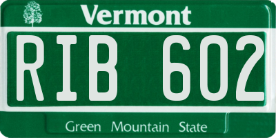 VT license plate RIB602