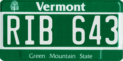 VT license plate RIB643