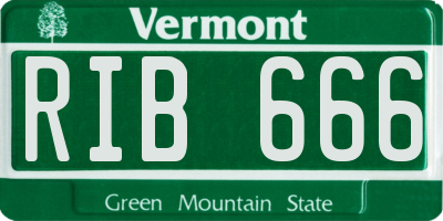 VT license plate RIB666
