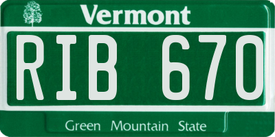 VT license plate RIB670