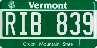 VT license plate RIB839