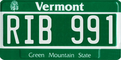 VT license plate RIB991