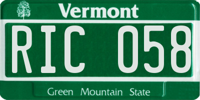 VT license plate RIC058