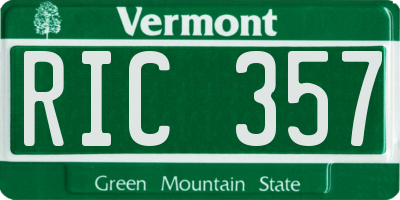 VT license plate RIC357