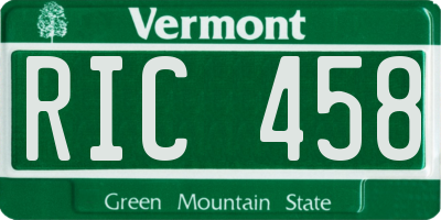 VT license plate RIC458