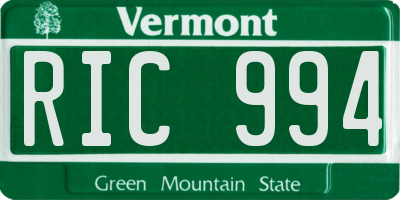 VT license plate RIC994