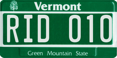 VT license plate RID010