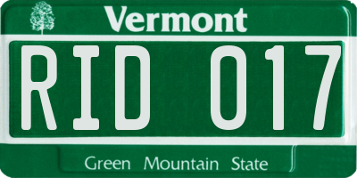 VT license plate RID017